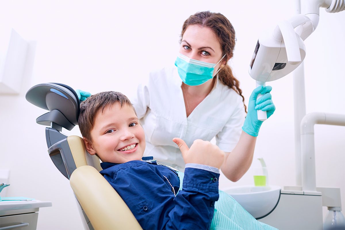 Child receiving dental care